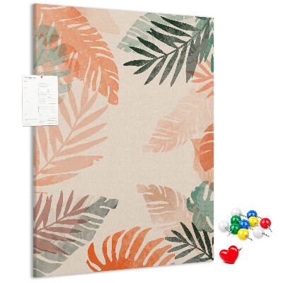 Tableau de liège Feuilles tropicales aux couleurs délicates