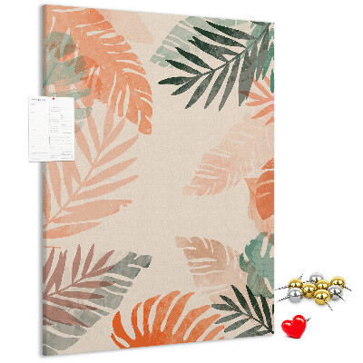 Tableau de liège Feuilles tropicales aux couleurs délicates