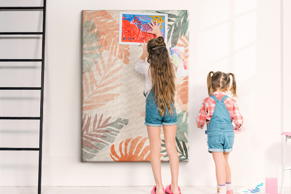 Tableau de liège Feuilles tropicales aux couleurs délicates