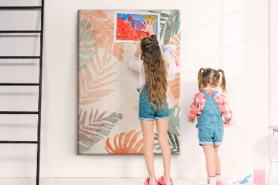 Tableau de liège Feuilles tropicales aux couleurs délicates