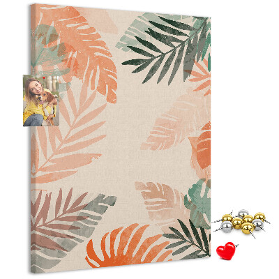 Tableau de liège Feuilles tropicales aux couleurs délicates