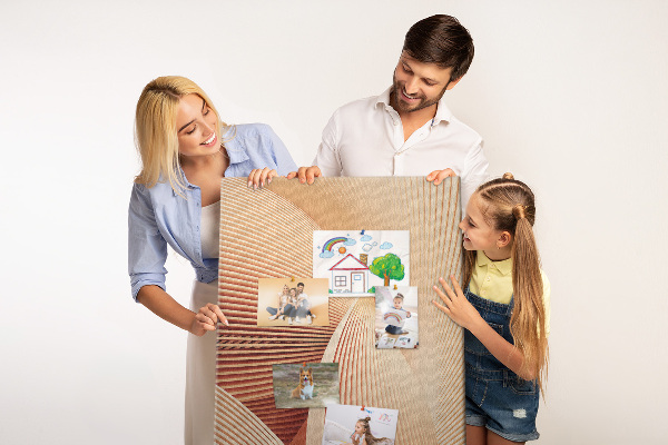 Tableau en liège fantaisie Ondulations et courbes dans des tons beiges