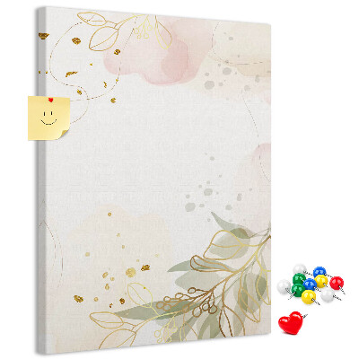 Tableau en liège déco Feuilles délicates sur fond pastel