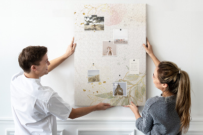 Tableau en liège déco Feuilles délicates sur fond pastel