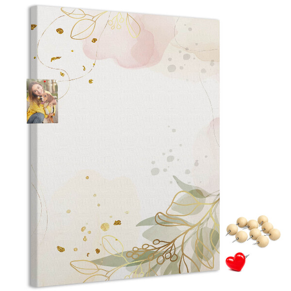 Tableau en liège déco Feuilles délicates sur fond pastel