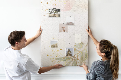 Tableau en liège déco Feuilles délicates sur fond pastel