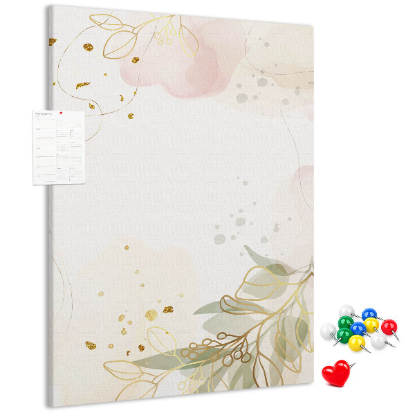 Tableau en liège déco Feuilles délicates sur fond pastel