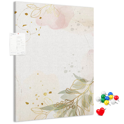 Tableau en liège déco Feuilles délicates sur fond pastel