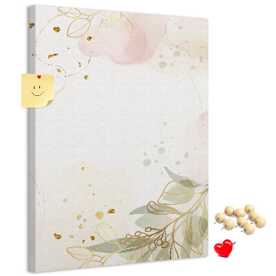 Tableau en liège déco Feuilles délicates sur fond pastel