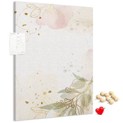 Tableau en liège déco Feuilles délicates sur fond pastel
