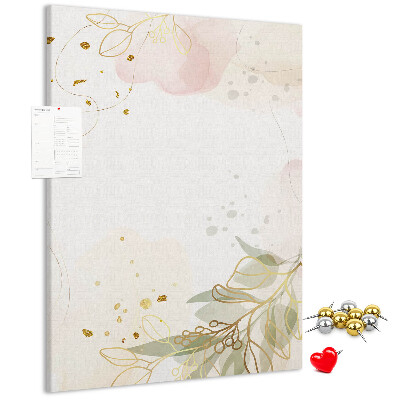 Tableau en liège déco Feuilles délicates sur fond pastel