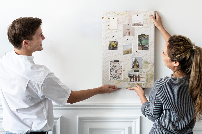 Tableau en liège déco Feuilles délicates sur fond pastel