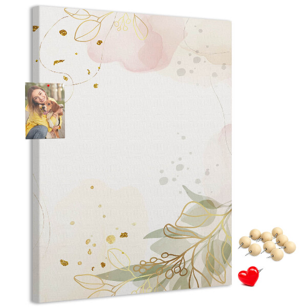 Tableau en liège déco Feuilles délicates sur fond pastel