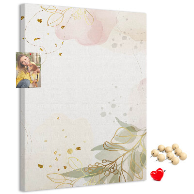 Tableau en liège déco Feuilles délicates sur fond pastel