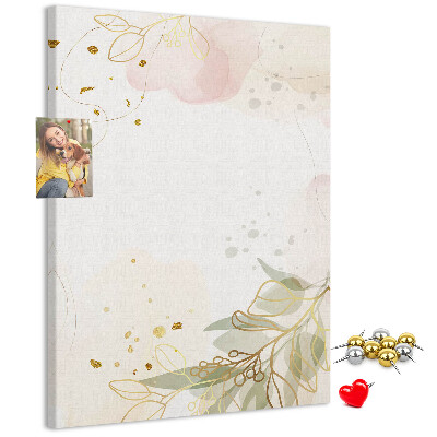 Tableau en liège déco Feuilles délicates sur fond pastel