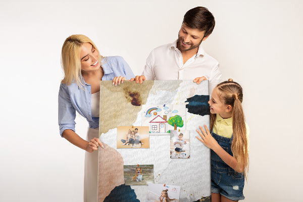 Tableau de liège Taches abstraites aux couleurs atténuées