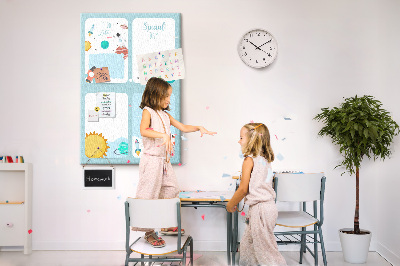 Tableau en liège déco Agenda cosmique à motif planétaire