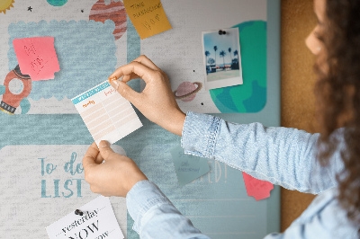 Tableau en liège déco Agenda cosmique à motif planétaire