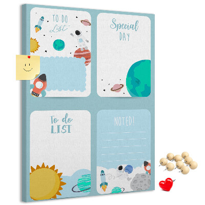 Tableau en liège déco Agenda cosmique à motif planétaire
