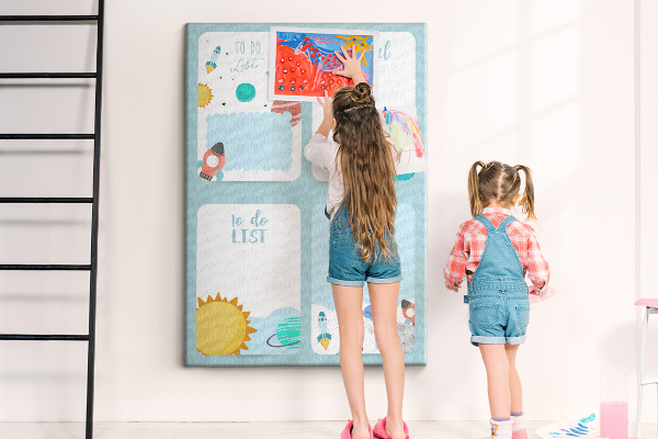Tableau en liège déco Agenda cosmique à motif planétaire