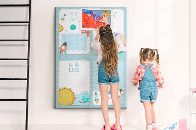 Tableau en liège déco Agenda cosmique à motif planétaire