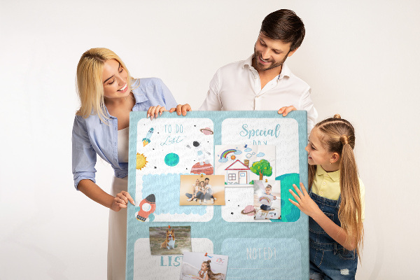 Tableau en liège déco Agenda cosmique à motif planétaire