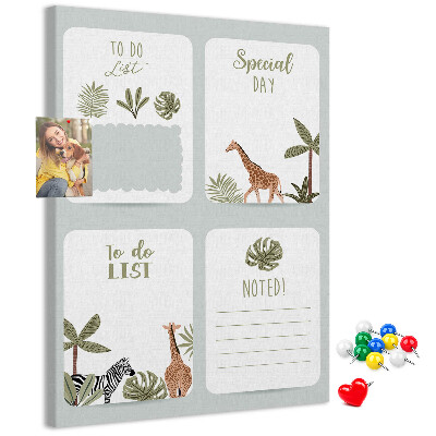Tableau de liège Thème jungle avec animaux exotiques