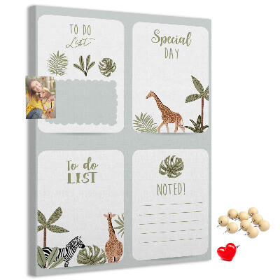 Tableau de liège Thème jungle avec animaux exotiques