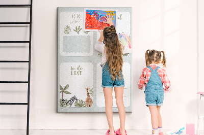 Tableau de liège Thème jungle avec animaux exotiques