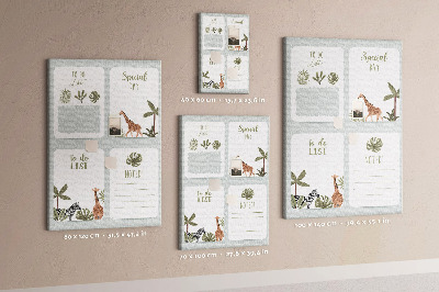 Tableau de liège Thème jungle avec animaux exotiques