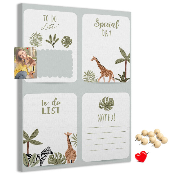 Tableau de liège Thème jungle avec animaux exotiques