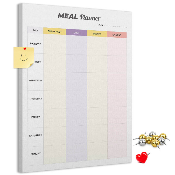 Tableau en liège déco Planificateur de repas pour chaque jour de la semaine