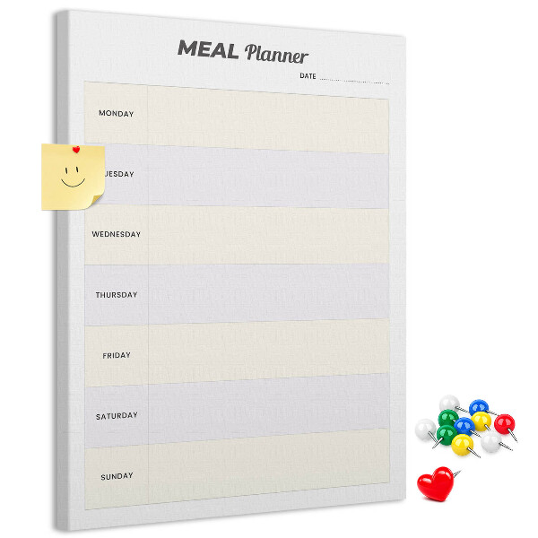 Tableau en liège fantaisie Planificateur de repas pour toute la semaine