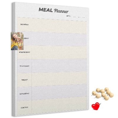 Tableau en liège fantaisie Planificateur de repas pour toute la semaine