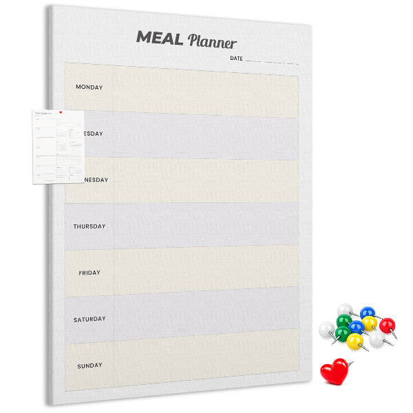 Tableau en liège fantaisie Planificateur de repas pour toute la semaine