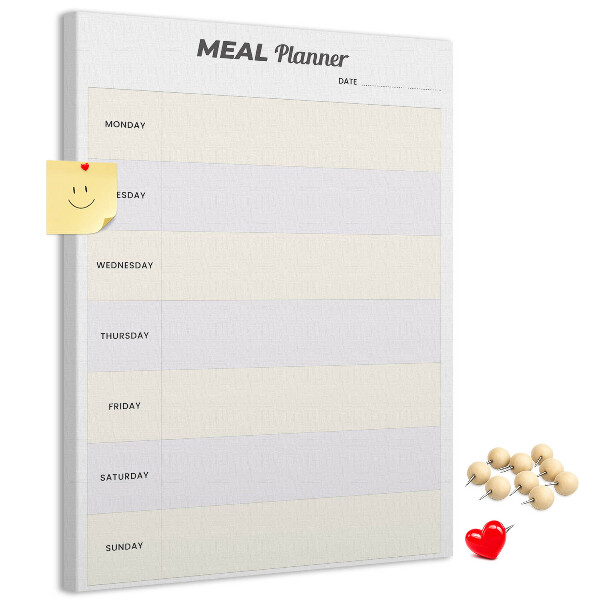 Tableau en liège fantaisie Planificateur de repas pour toute la semaine