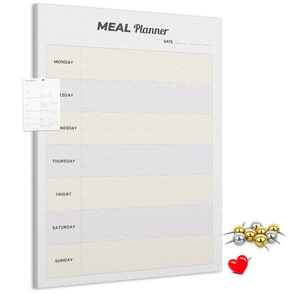 Tableau en liège fantaisie Planificateur de repas pour toute la semaine