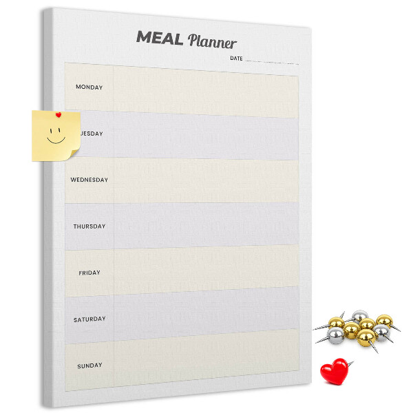 Tableau en liège fantaisie Planificateur de repas pour toute la semaine
