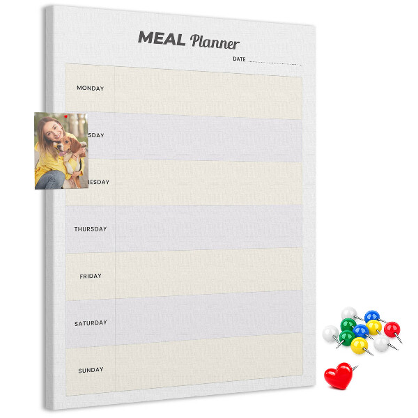 Tableau en liège fantaisie Planificateur de repas pour toute la semaine
