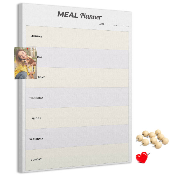 Tableau en liège fantaisie Planificateur de repas pour toute la semaine