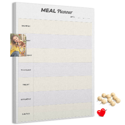 Tableau en liège fantaisie Planificateur de repas pour toute la semaine