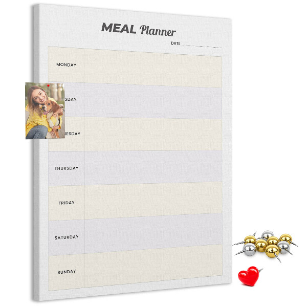 Tableau en liège fantaisie Planificateur de repas pour toute la semaine