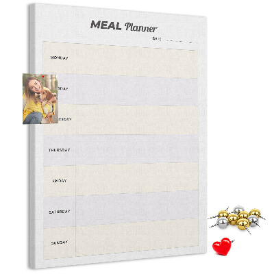Tableau en liège fantaisie Planificateur de repas pour toute la semaine