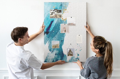Tableau en liège déco Des bleus abstraits avec des touches dorées