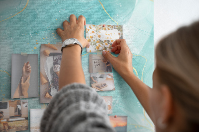 Tableau de liège Des vagues bleues délicates avec des accents dorés