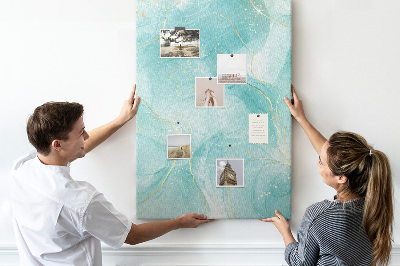 Tableau de liège Des vagues bleues délicates avec des accents dorés