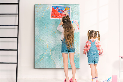 Tableau de liège Des vagues bleues délicates avec des accents dorés