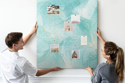 Tableau de liège Des vagues bleues délicates avec des accents dorés