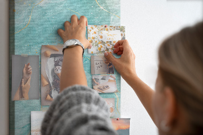 Tableau de liège Des vagues bleues délicates avec des accents dorés