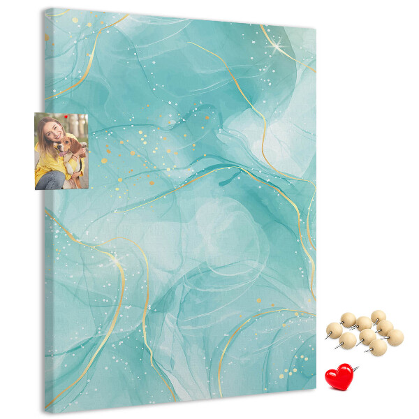 Tableau de liège Des vagues bleues délicates avec des accents dorés